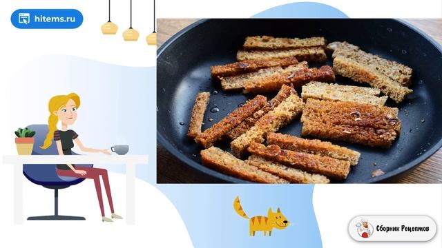 Сухарики с чесноком на сковороде. Домашних пошаговый рецепт