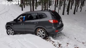 Hyundai Santa-fe в +6 мокрый снег по диагонали с еsp и без ))   врр001