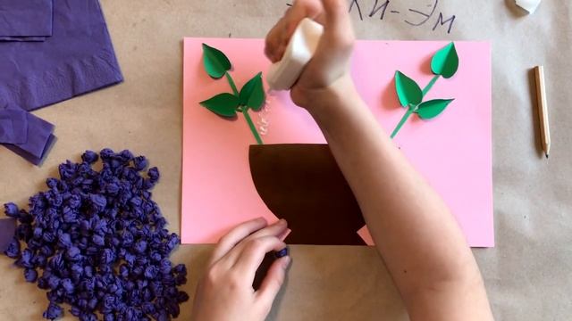 3D ОТКРЫТКА СИРЕНЬ на день РОЖДЕНИЯ из бумаги и салфеток своими руками ПОДАРОК МАМЕ Эмилия