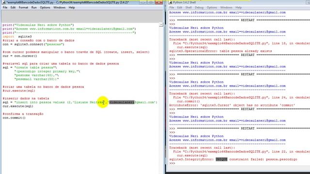 aula 5899 python Banco de dados SQLITE sql cursor insert select fetchall смотреть онлайн