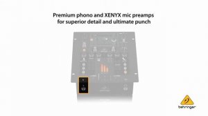 BEHRINGER PRO MIXER NOX202 Premium 2-Channel DJ Mixer with infinium "Contact-Free" VCA Crossfader