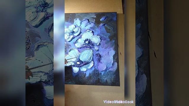 Мастер-класс по фактурной картине "Голубые цветы",материалы,наложение фактуры,и подробно цвет