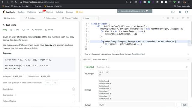LeetCode Problem #1 Improved