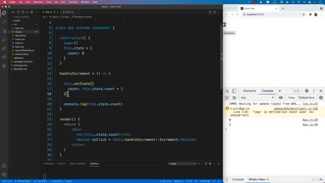 Asynchronous Nature of State in Class Based Components - React JS for the Absolute Beginner
