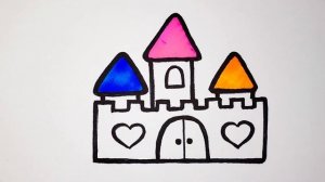 How to Draw Castle with Rainbow Colors For kids| Как нарисовать замок цветами радуги для детей| EAS