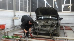 Кузовной ремонт разбитой спереди Лады Гранты.
