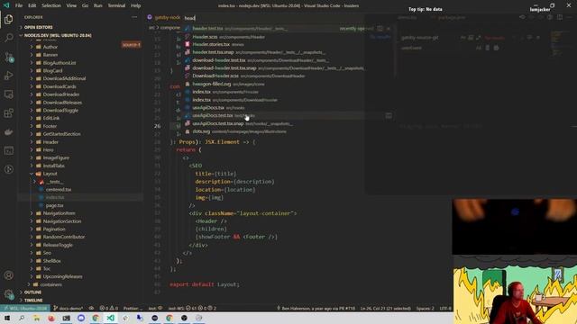 Open source dev work for nodejs.dev typescript, react, gatsby
