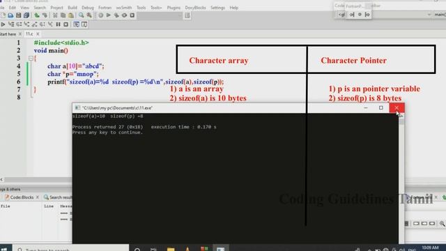 Difference Between Character Array vs Character Pointer | C Programming in Tamil смотреть онлайн