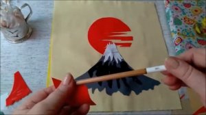 Сумка с японским мотивом_ коллаж из ткани..