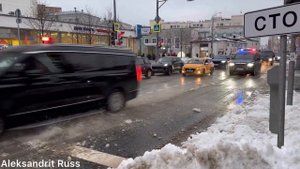 Кортеж авто Аурус зима 2023, Москва