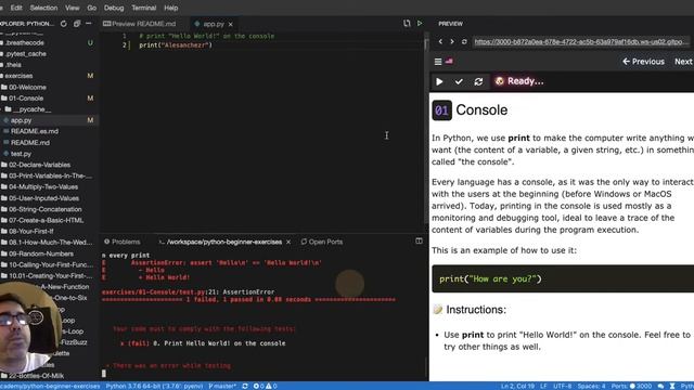 01 Hello World with Python - Python Tutorial for Beginners (Interactive and Auto-graded) смотреть онлайн