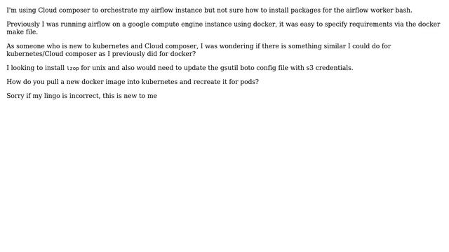 How to apt-get install packages on kubernetes for Google cloud composer? (2 Solutions!!) смотреть онлайн
