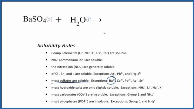 How to write the equation for BaSO4 + H2O     (Barium sulfate + Water) смотреть онлайн
