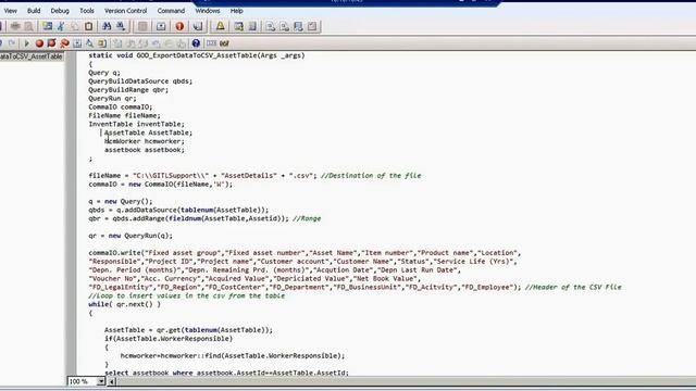 13 How to Export Large Tables data in Axapta in CSV file | How to Make a Comma separated Value file