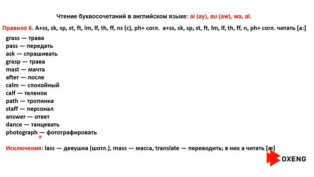 How to read /КАК ЧИТАТЬ И ПРОИЗНОСИТЬ  буквосочетания в английском языке: ai (ay), au (aw), wa, al.
