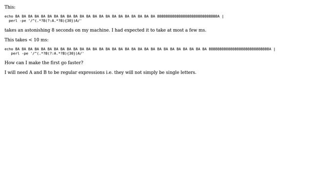 Unix & Linux: Regexp: Horribly slow regexp in perl - how to optimize? смотреть онлайн