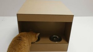 DIY Домик-кормушка для кота из картона