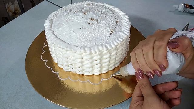 Старая , добрая классика! Корзина с розами.#Украшение торта БЗК. смотреть онлайн