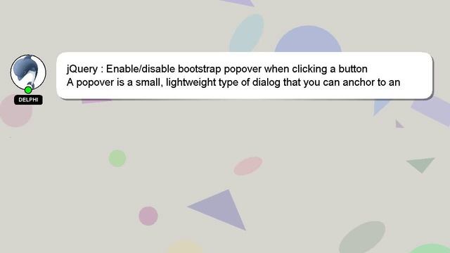 jQuery : Enable/disable bootstrap popover when clicking a button смотреть онлайн