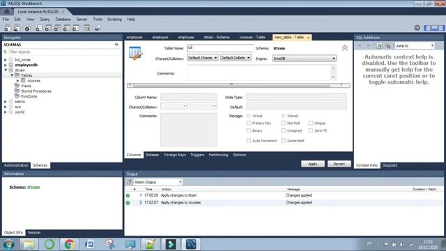 Create Data Base And Tables In MySQL Workbench 8.0