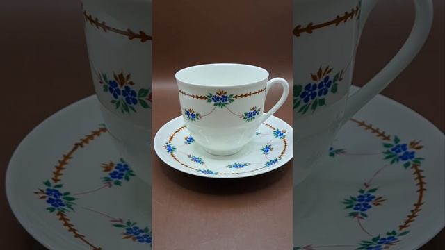 Кофейная пара, костяной фарфор ЛФЗ СССР