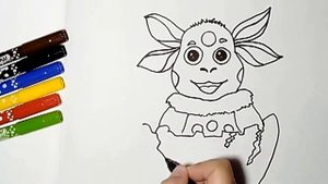 Рисуем Лунтика. Учим цвета. Раскраска.