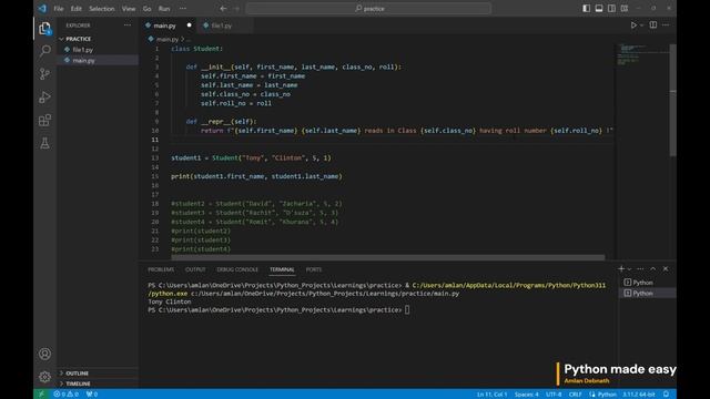 repr/str functions in classes | Python made easy| Python | 2