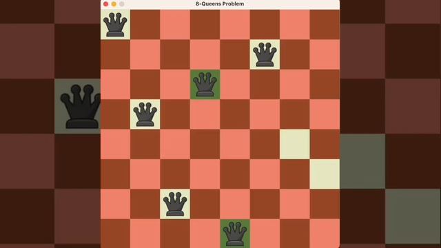 Pygame visualization of 8 Queens Problem Backtracking