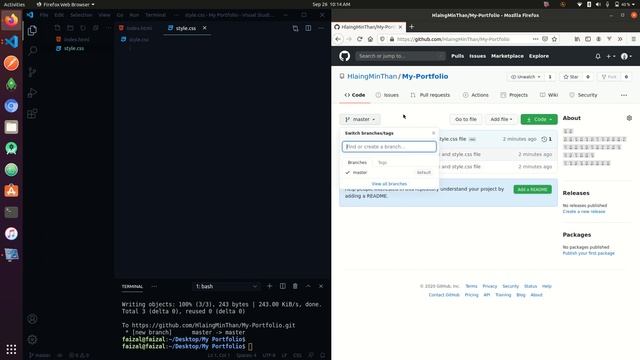 GitBasic13 Push Local Project repo to github repo master branch