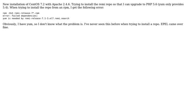 Yum error when trying to install remi repo смотреть онлайн