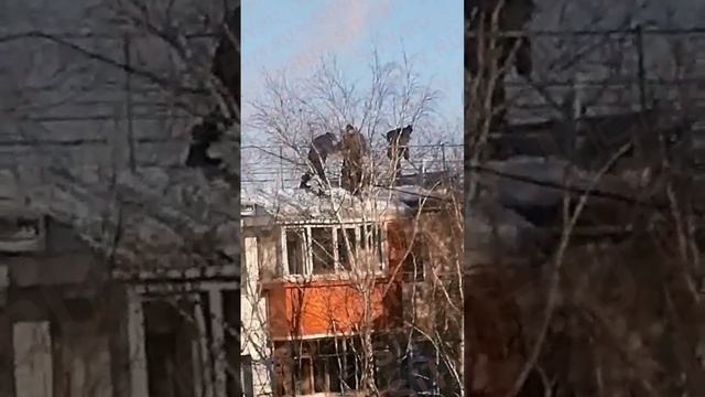 "Вот потому у нас крыши разломанные": жительница Сургута возмущена уборкой снега с крыши дома