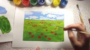 Рисуем маковое поле гуашью / Рисунки на тему ЛЕТО