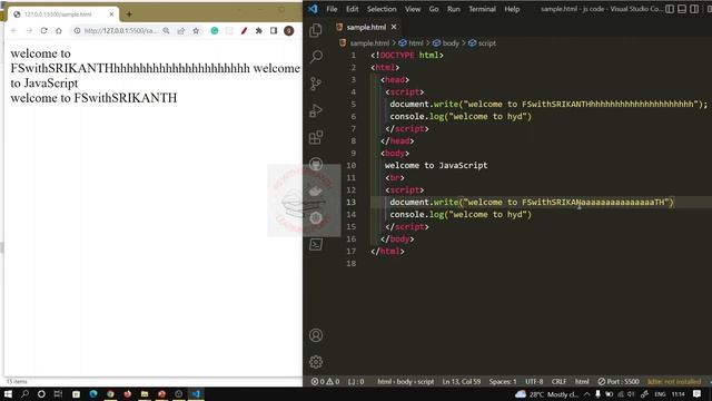 JavaScript_05| Syntax for JavaScript | Location of JavaScript |JavaScript course | FSwithSRIKANTH