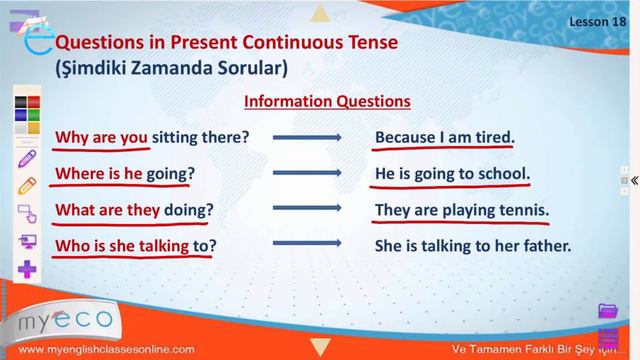 Elementary Lesson 18: Questions in Present Continuous Tense┃MyECO