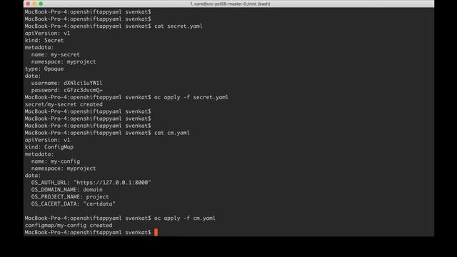 OpenShift ConfigMap & Secret смотреть онлайн
