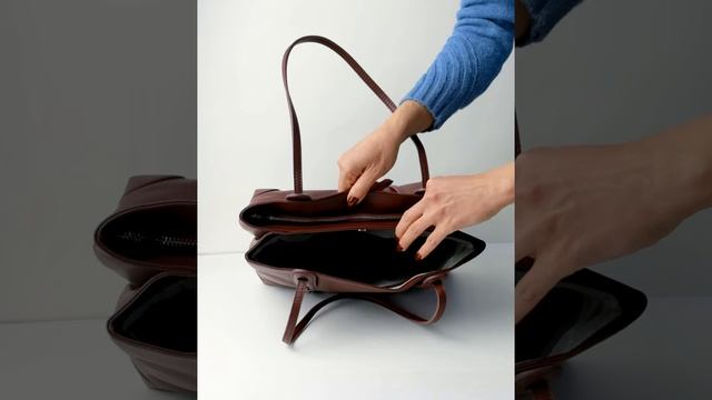 Сумка шоппер из натуральной кожи бордового цвета из натуральной кожи смотреть онлайн