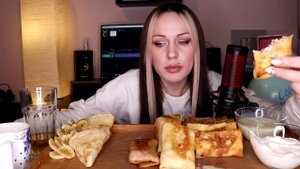 MUKBANG | Блины (пять разных начинок) | Pancakes (five different toppings) не ASMR