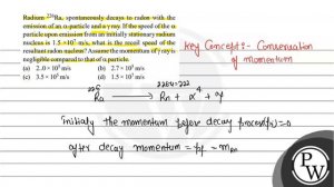 Radium \( { }^{226} \mathrm{Ra} \), spontaneously decays to radon w...