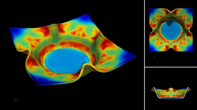 Sheet metal forming finite element simulations (von-Mises stress 0-1100 MPa) смотреть онлайн