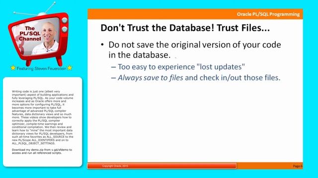 MNG1: Introduction - Effective Management of PL/SQL Code (PL/SQL Channel)