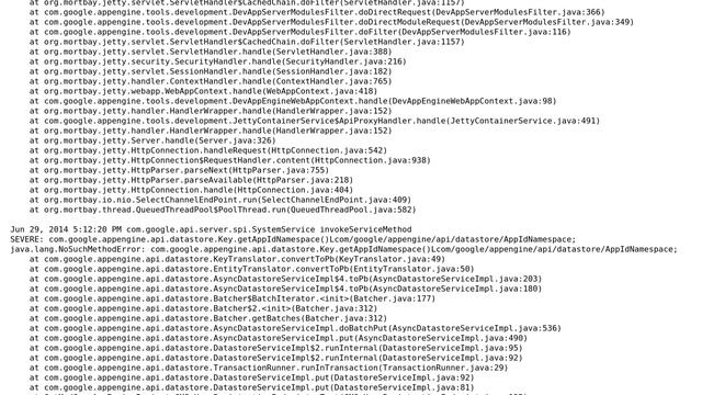 Android studio App engine datastore integration - NoSuchMethodError смотреть онлайн