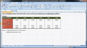 Excel 2007 tutorial | Cara Menyisipkan Sel, Insert Background dan Remove Gridlines