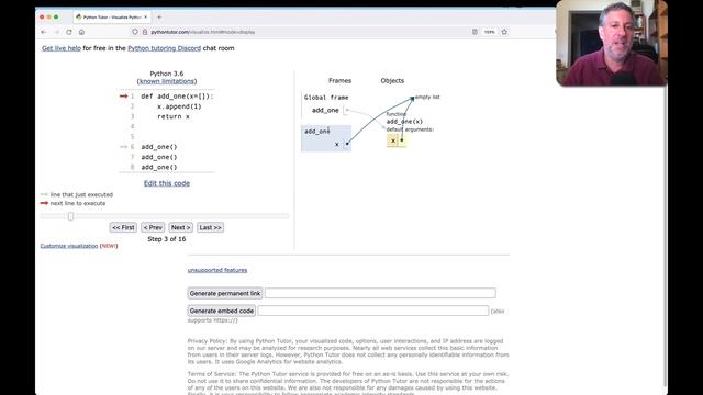 Visualizing your Python code with "Python Tutor"