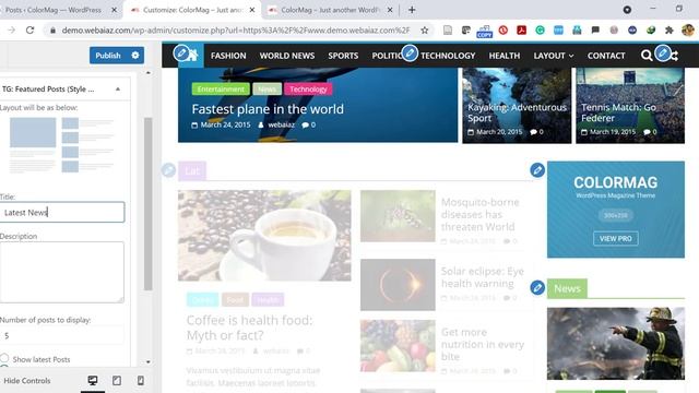 ColorMag Theme WordPress Free news magazine blog complete tutorial Customization Installation #Demo смотреть онлайн