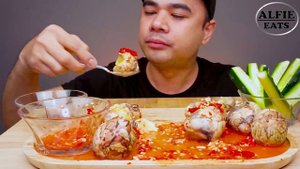 BALUT WITH EXTREME SPICY CHILI VINEGAR | Mukbang Asmr | ALFIE EATS