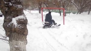 Самодельный мини-снегоход.Тест-драйв.