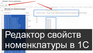 Отчет - редактор номенклатуры в 1С как в Excel