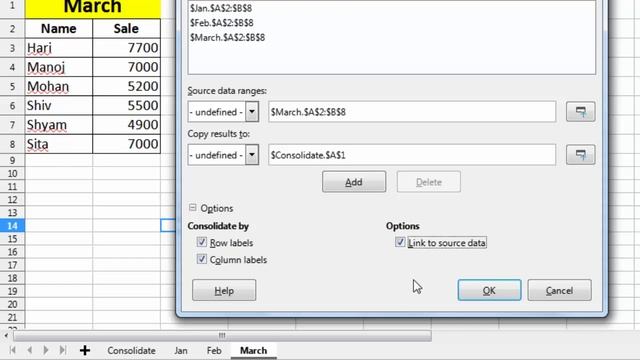 Data consolidate in LibreOffice Calc | LibreOffice Calc spreadsheet part - 7 | LibreOffice Tutorial
