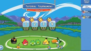 Playing an older version of Angry Birds Friends