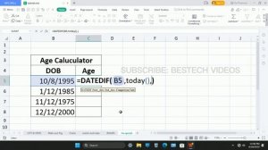 how to calculate age in excel with date of birth | how to calculate age in excel from dob